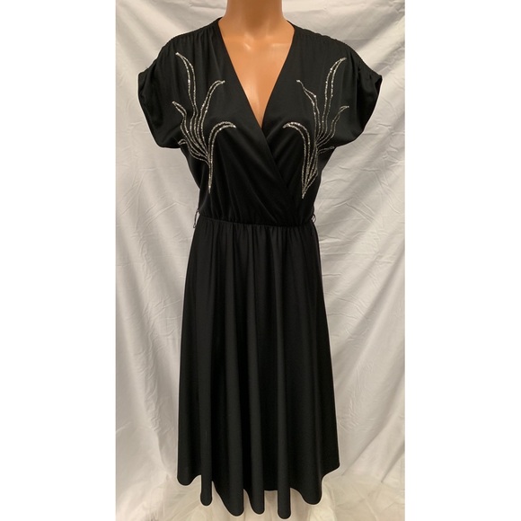 Vintage Black Dress with Silver Embellishments - Picture 1 of 6